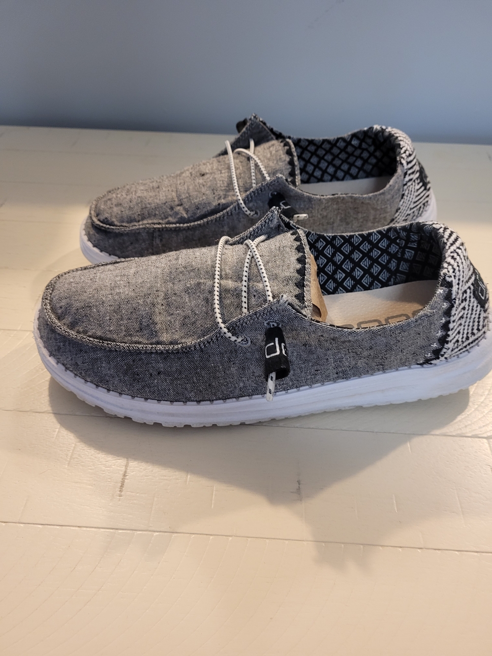 HEY DUDE Women's Casual Black White Slip-On Shoes